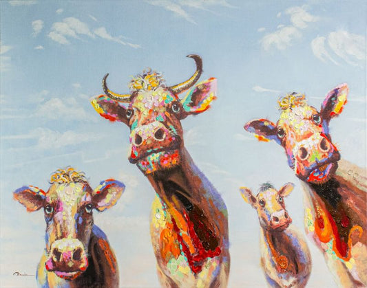 Ölbild "Die farbfrohen Kühe"