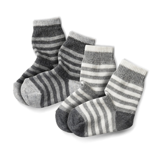 Alpaka-Socken gestreift 2er Pack Kinder